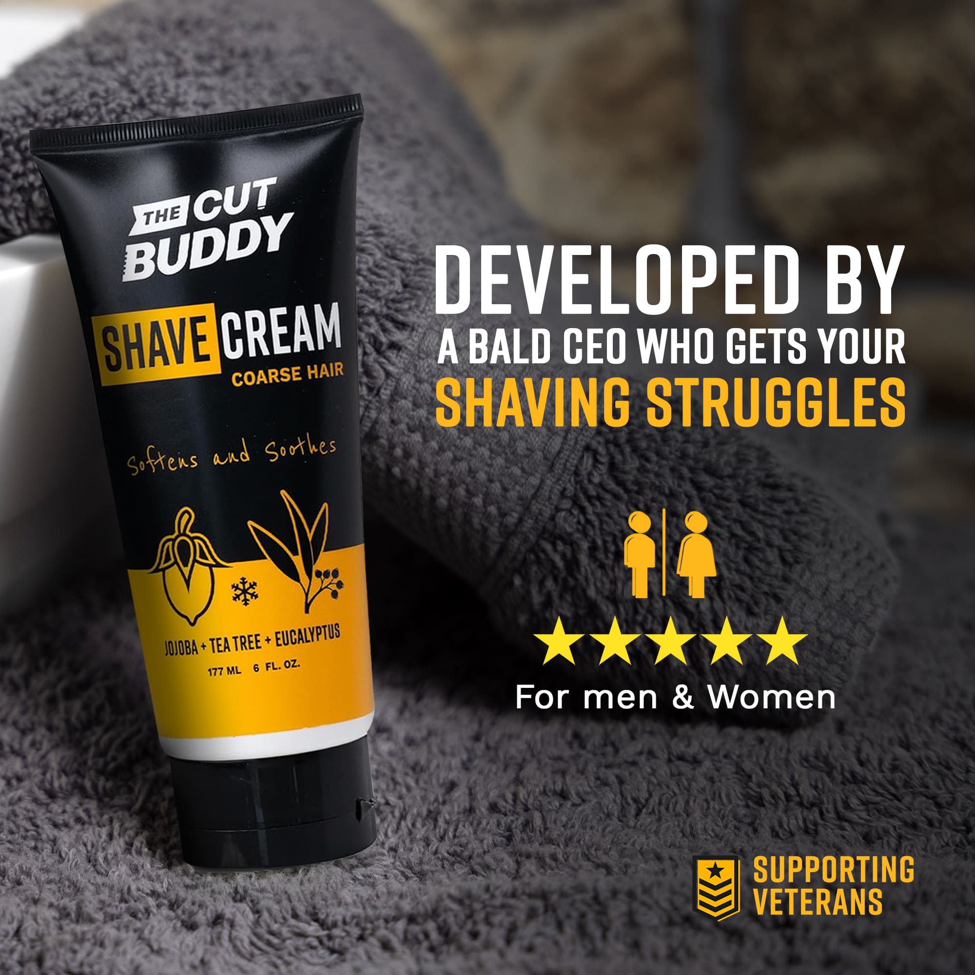 Shaving Cream - Soothing Foaming Solution (6 OZ) - The Cut Buddy - The Cut Buddy