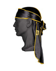 Nick Wavy Collection - Satin Durag (Black Body / Yellow Stitch) - The Cut Buddy-The Cut Buddy