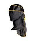 Nick Wavy Collection - Satin Durag (Black Body / Yellow Stitch) - The Cut Buddy-The Cut Buddy