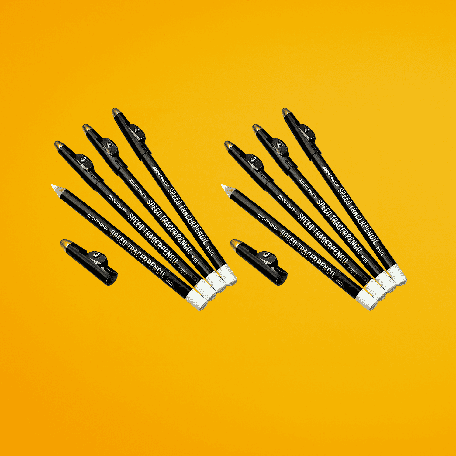 2 PACK - Speed Tracer Barber Pencils + Sharpener (Ivory White)