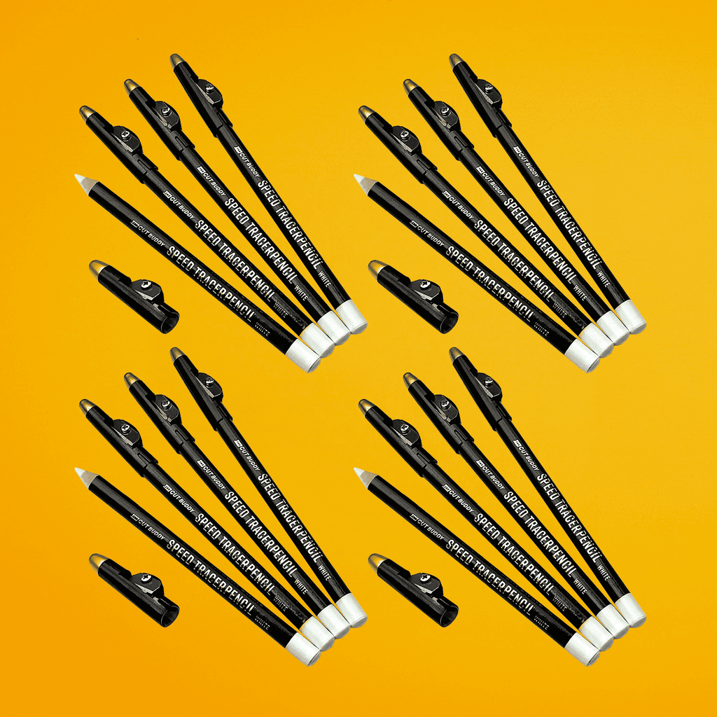 4 PACK - Speed Tracer Barber Pencils + Sharpener (Ivory White)
