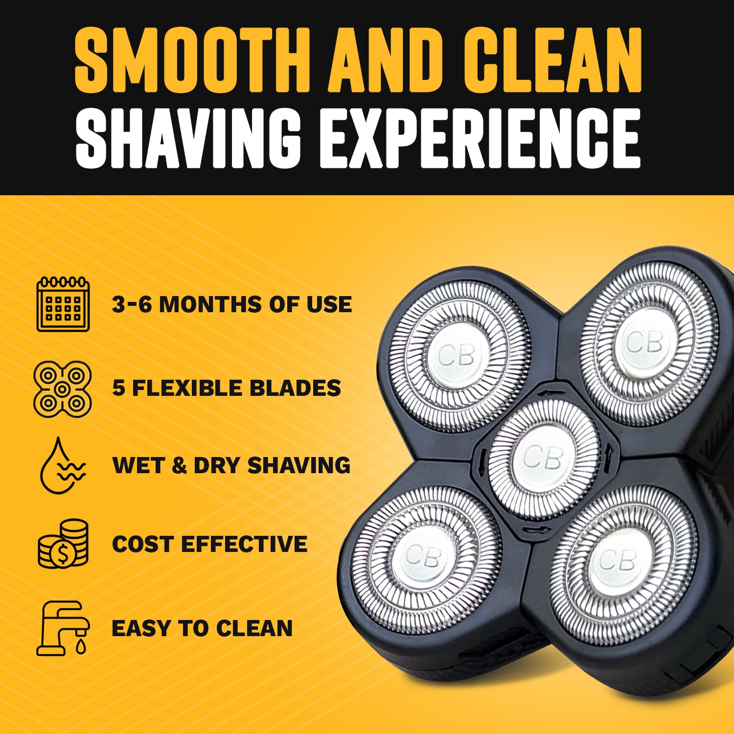 Bald Buddy Standard Shaving Head – Original Replacement (4 units) - The Cut Buddy - The Cut Buddy