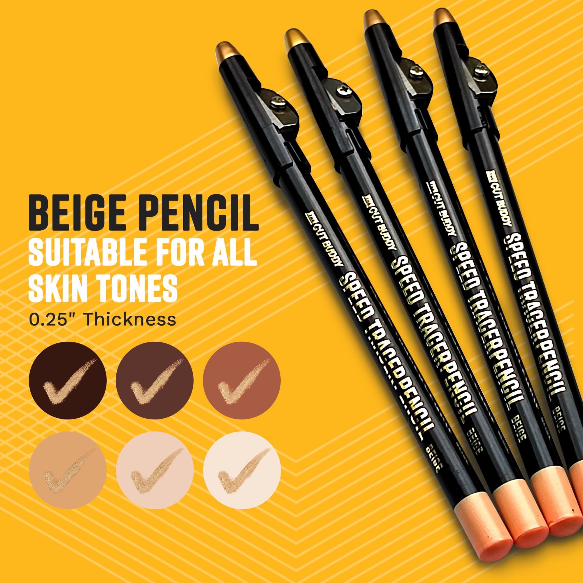 Beige Skin Tone - Speed Tracer Barber Pencils + Sharpener - The Cut Buddy - The Cut Buddy
