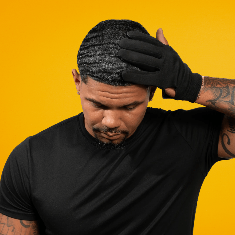 Nick Wavy Collection - Satin Durag (Black Body / Yellow Stitch) - The Cut Buddy - The Cut Buddy