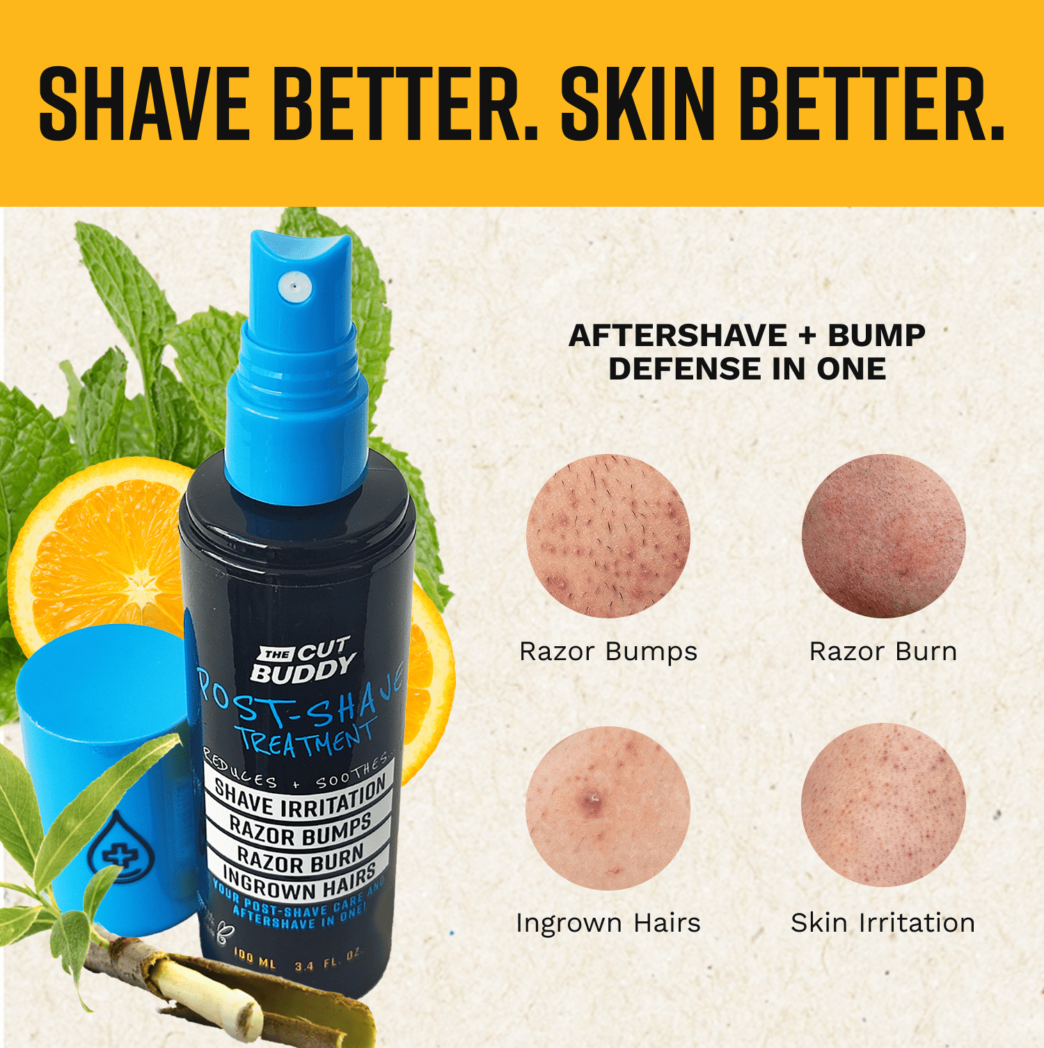 Post Shave Irritation Solution - Citrus 3.4 oz - The Cut Buddy - The Cut Buddy