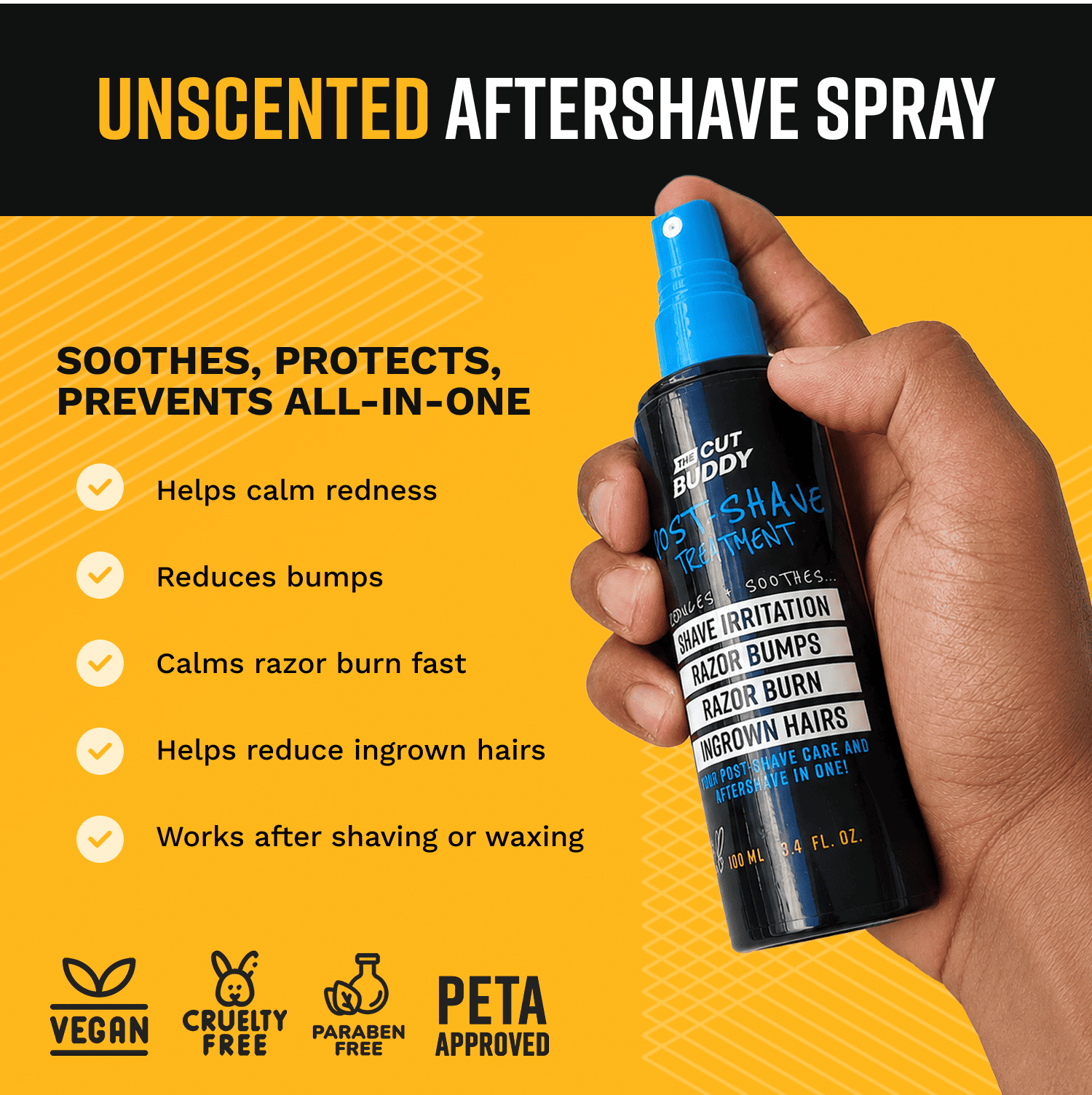 Post Shave Irritation Solution - Unscented 3.4 oz - The Cut Buddy - The Cut Buddy