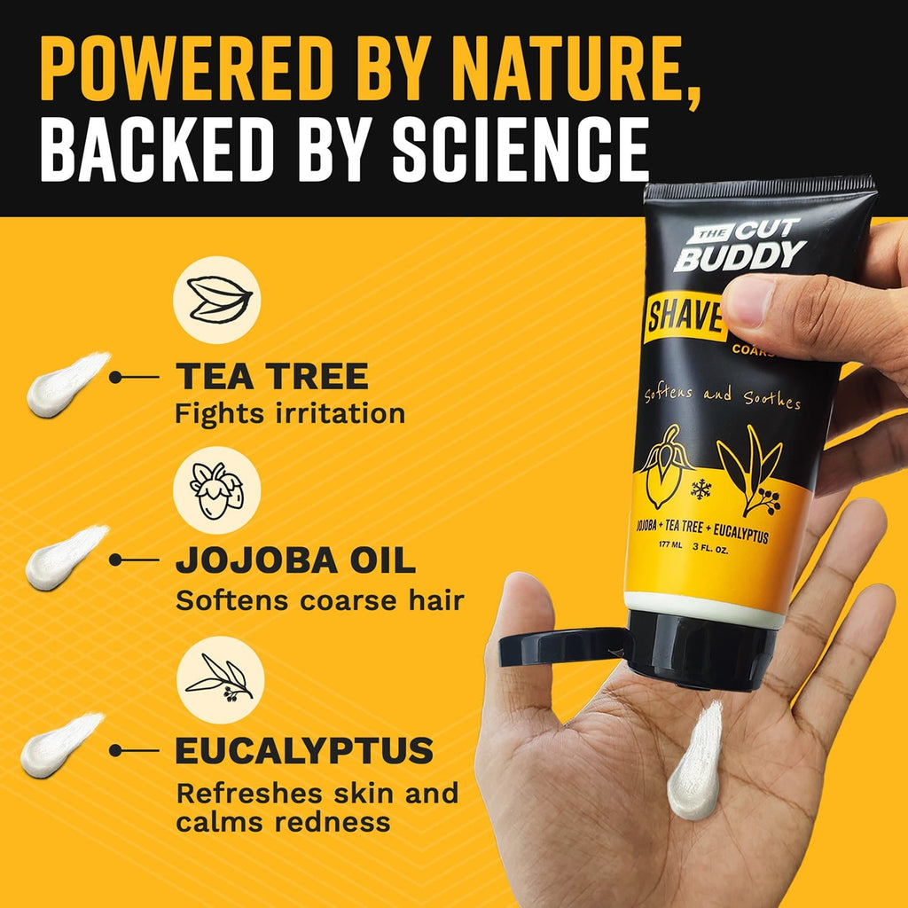Shaving Cream for Coarse & Curly Hair (Travel Size - 3 oz) - The Cut Buddy - The Cut Buddy