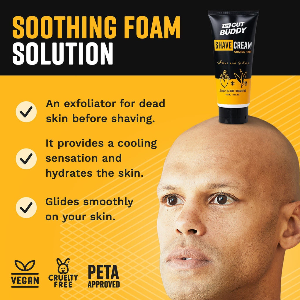 Shaving Cream for Coarse & Curly Hair (Travel Size - 3 oz) - The Cut Buddy - The Cut Buddy