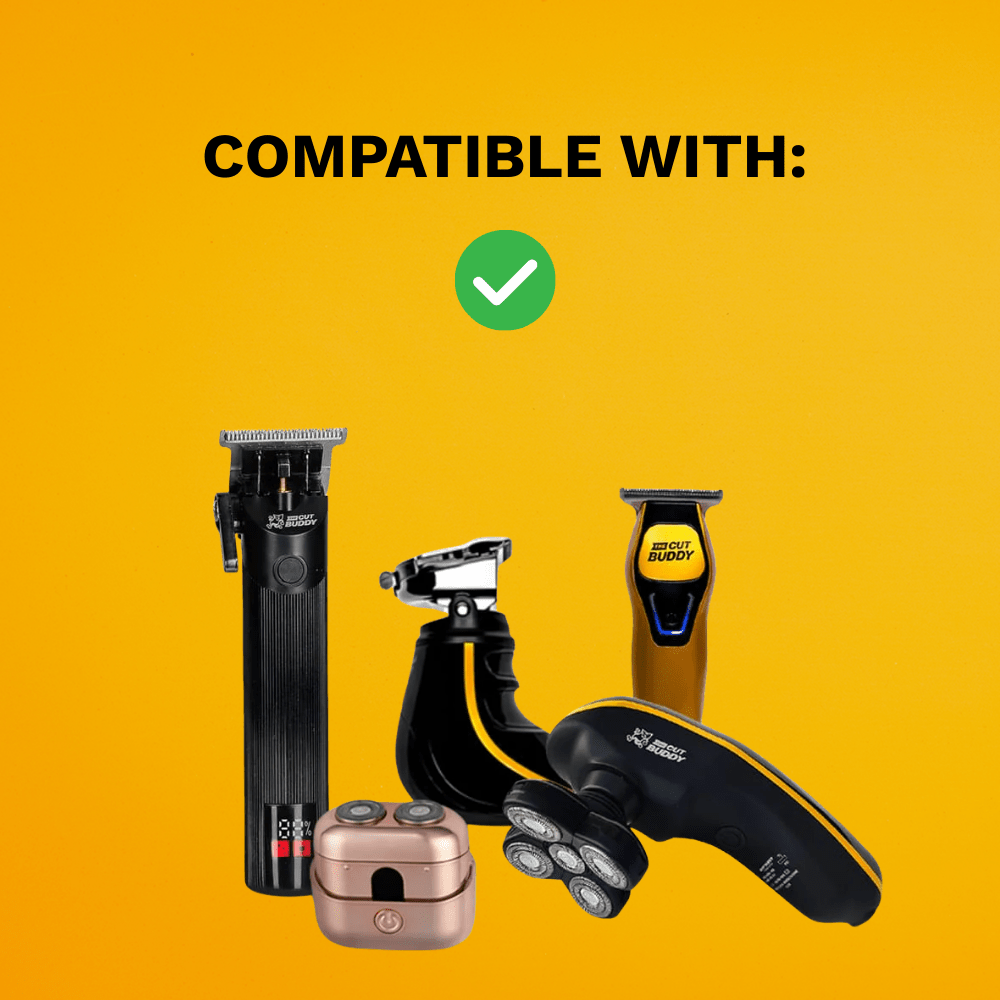 Product lineup showing compatibility across the foil shaver, rotary shaver, and precision trimmers.